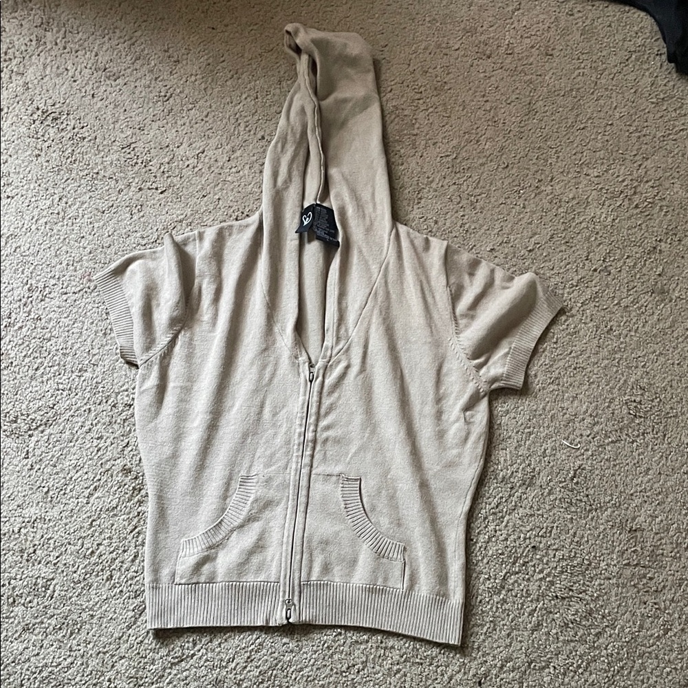 Windsor Tan Hooded Zip-Up Blouse